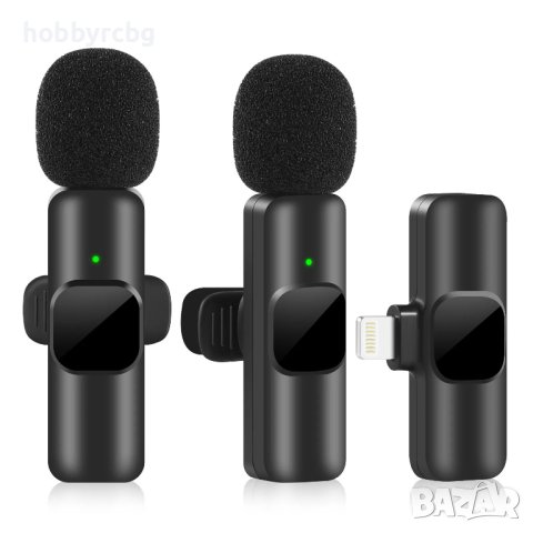 Комплект безжични микрофони с приемник за Iphone за предаване на живо, Youtube, TikTok