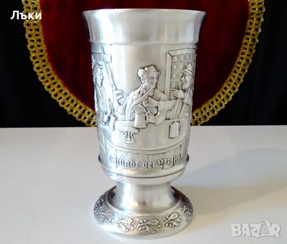 Бокал,халба от калай с ловец,заек,лов,300 мл. , снимка 5 - Антикварни и старинни предмети - 47904460