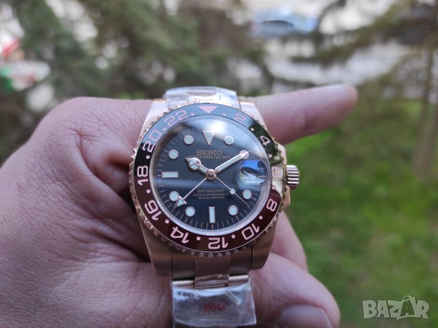 Seiko mod Rose gold GMT Root beer NH34, снимка 5 - Мъжки - 43242709