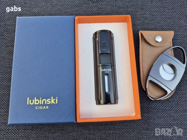 Луксозна запалка за пури lubinski с подарък резачка, снимка 2 - Запалки - 52548409