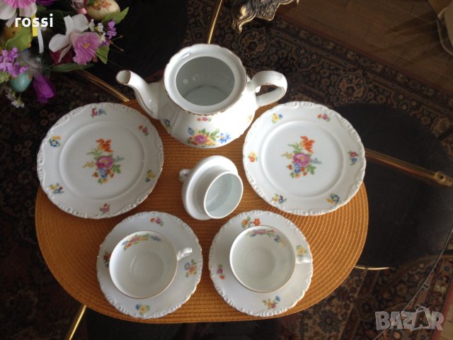 Vintage 1909-1925. Нов. Немски сервиз за кафе/чай и десерт за двама, кана и 2 тройни сета., снимка 10 - Антикварни и старинни предмети - 32948420