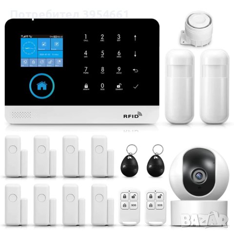 Безжична 3g WiFi алармена система TUYA SMART в комплект с камера и 10 датчика, снимка 1 - Други - 43866755
