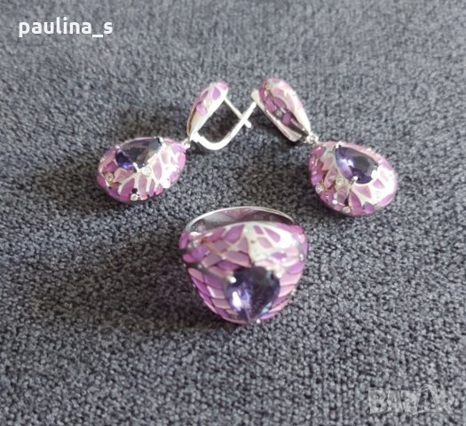 Два различни броя / Дизайнерски комплект сребърни бижута проба 925 / Япония Japan , снимка 2 - Бижутерийни комплекти - 32971465