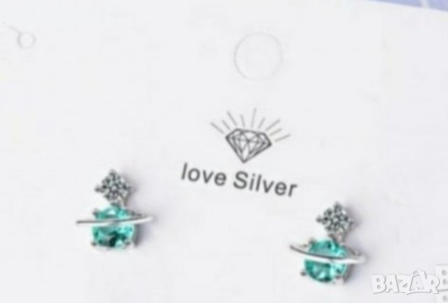 Sale Сребърни обеци с кристали"The blue Universe"/нови