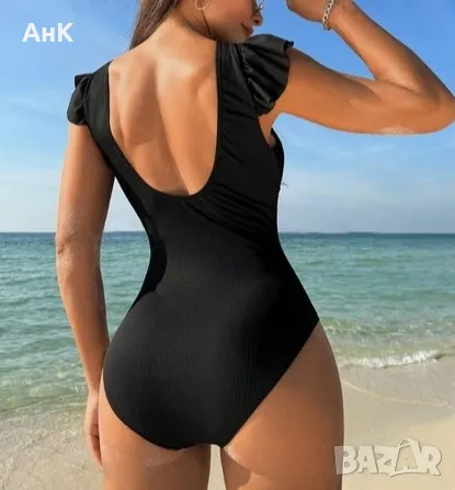 Черен цял бански костюм с тигрова шарка, снимка 2 - Бански костюми - 48160456