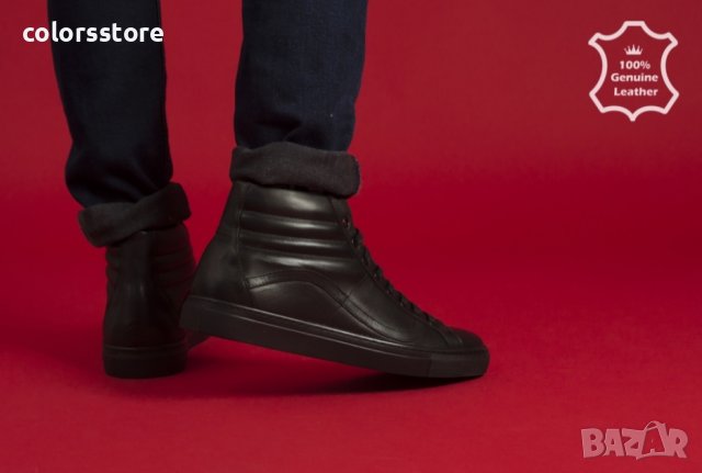  Мъжки боти - черна ЕСТЕСТВЕНА кожа - 7282, снимка 2 - Мъжки боти - 31020892