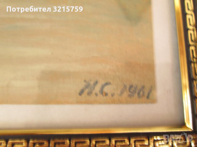 1961г. Картина,масло,картон,подпис,36х27см., снимка 3 - Картини - 35378588