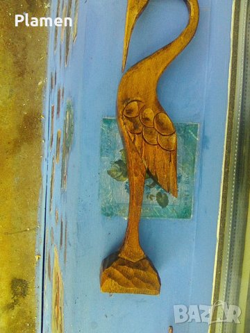 Дървена статуетка на чапла, снимка 2 - Други ценни предмети - 38714762