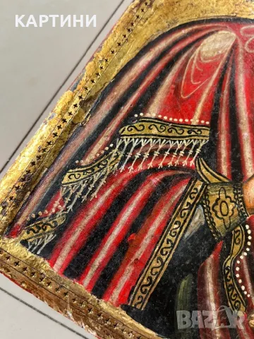 Стара Икона Богородица - ръчно рисувана върху дърво, снимка 5 - Картини - 49754744