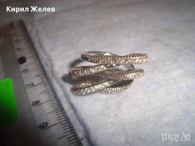КРАСИВ СРЕБЪРЕН СКЪПОЦЕНЕН АРТ ПРЪСТЕН РОДИРАНО СРЕБРО 925 с ФАСЕТИРАНИ ЦИРКОНИ 32580, снимка 9 - Пръстени - 38381445