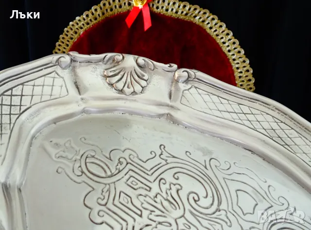 Овално плато,фруктиера от калай Art Nouveau. , снимка 3 - Антикварни и старинни предмети - 49934507