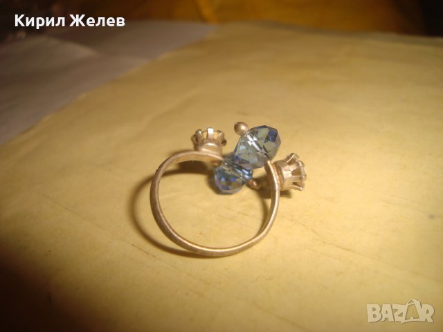 ПОСРЕБРЕН ВИНТИДЖ АРТ ДЕКО СТИЛ ПРЪСТЕН с ФАСЕТИРАНИ КРИСТАЛИ 27604, снимка 3 - Пръстени - 37463700