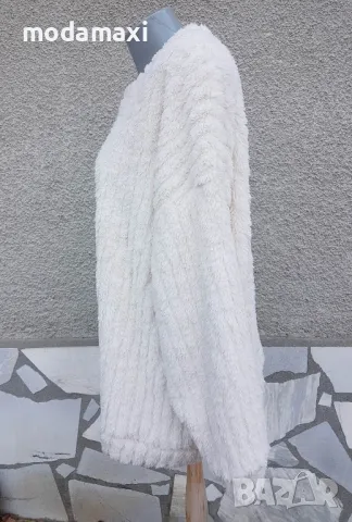 4XL Нов бял пухкав пуловер, снимка 4 - Блузи с дълъг ръкав и пуловери - 48160115