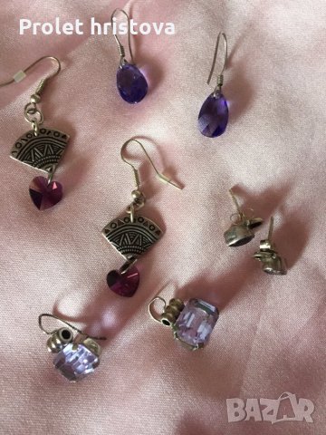 Сребърни обеци с камънли Сваровски, снимка 1