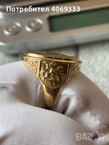 Златен пръстен с монета  14к 12.72гр 66размер (21мм) 
