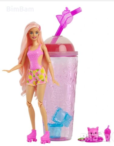 Оригинална ароматизирана кукла в чаша Barbie® Pop Reveal Fruit Series - ягодова лимонада /8 изненади, снимка 4 - Кукли - 43232567