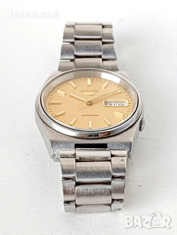 Seiko 5 Сейко 5 - самонавиващ се часовник, запазен, профилактиран, снимка 6 - Мъжки - 53039496