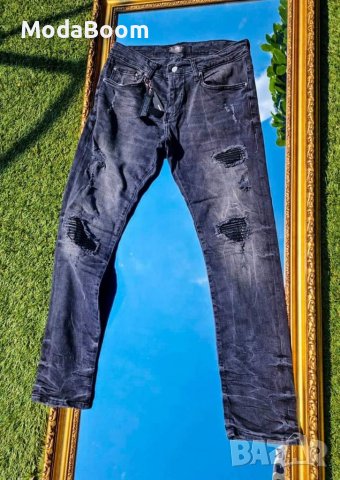 Мъжки черни дънки с кожа , снимка 2 - Дънки - 37209321