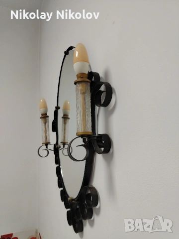 огледало от ковано желязо и аплици , снимка 4 - Огледала - 53331080