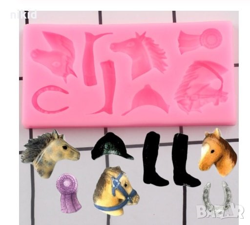 Конска глава ботуши шапка подкова силиконов молд форма декорация торта фондан шоколад и др.