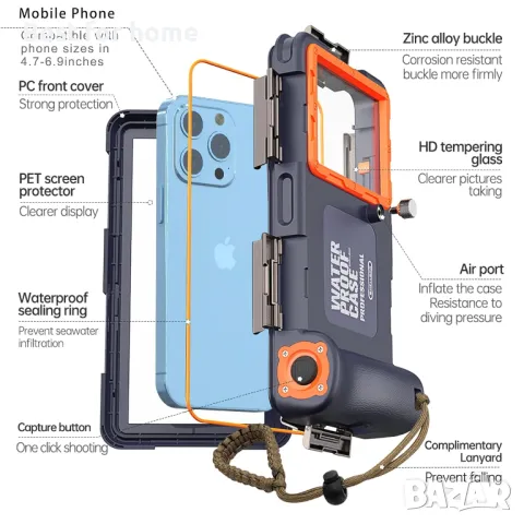 Професионален подводен калъф за телефон за гмуркане  QIFJNZO, снимка 6 - Калъфи, кейсове - 49644192