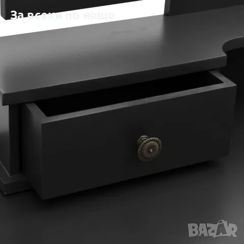 Комплект тоалетка с табуретка, черен, 100x40x146 см, пауловния, снимка 3 - Тоалетки - 47755386