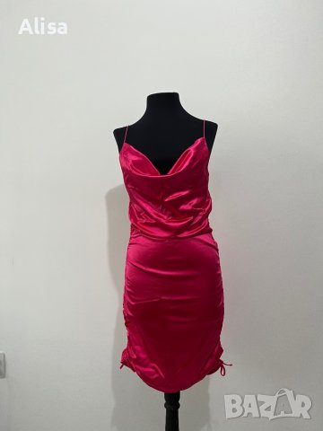 Сатенена розова рокля, снимка 3 - Рокли - 40577625