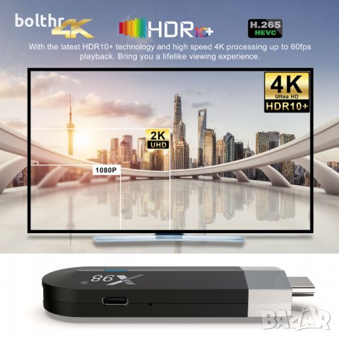 ANDROID MINI TV STICK X98 S500, ANDROID 11, 4 GB RAM, 32 GB ROM, снимка 3 - Плейъри, домашно кино, прожектори - 39859295