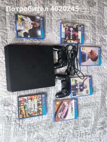 PS4 Slim 1TB 2 джойстика + игри