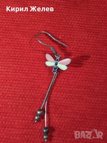 НЕЖНА СРЕБЪРНА ПЕПЕРУДКА АРТ ОБЕЦА СРЕБРО 925 с ЦВЕТЕН ЕМАЙЛ 34611