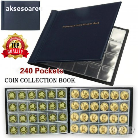 Кожен класьор албум с капачета за 240 монетни пари книга колекция за събиране на монети подарък за с, снимка 11 - Нумизматика и бонистика - 39326629