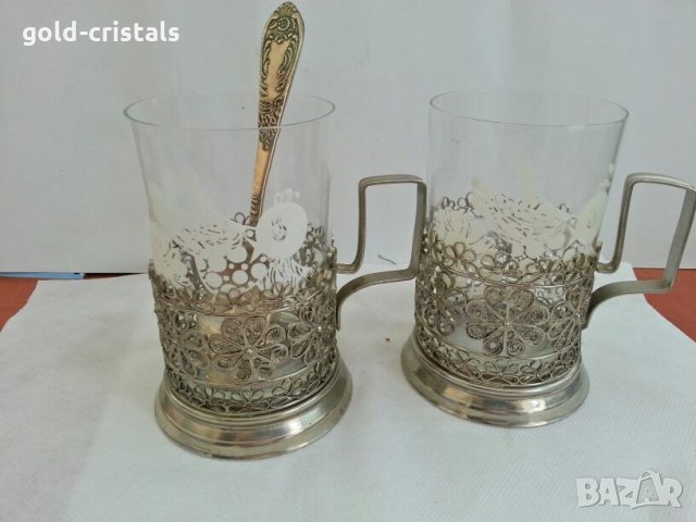 руски стакани подстакани филигран , снимка 1 - Антикварни и старинни предмети - 26637502