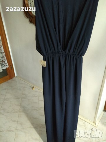 ТЪМНО СИН ДАМСКИ ГАЩЕРИЗОН с гол гръб и метални презрамки, снимка 5 - Гащеризони - 32589028