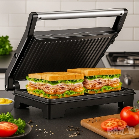 Тостер грил Royalty Line RL-PM1000 - Компактен грил и сандвич преса 2 в 1, снимка 5 - Друга електроника - 51883872