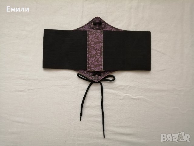 Черен корсет колан за талия с връзки в лилав/розов принт черепи, рози и змии , снимка 8 - Корсети, бюстиета, топове - 43330587