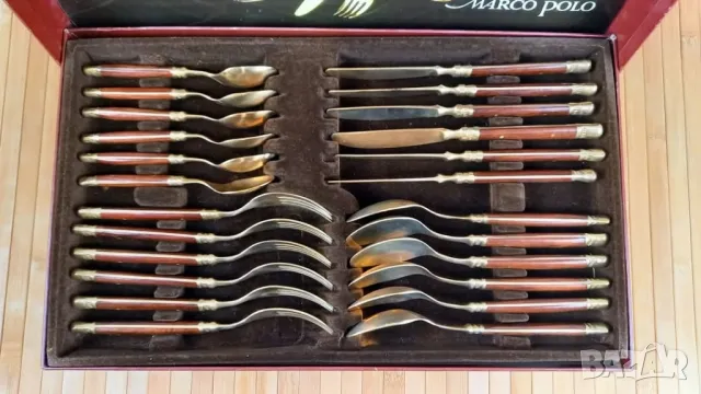 Комплект стари немски прибори – Fürst Besteck "Marco Polo", снимка 2 - Прибори за хранене, готвене и сервиране - 50211422