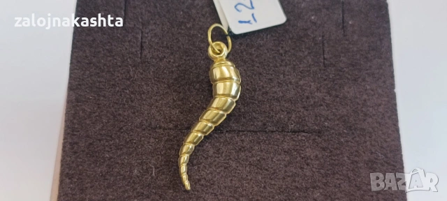 Нова-Златна висулка Рог-0,57гр/14кр, снимка 4 - Колиета, медальони, синджири - 53324146