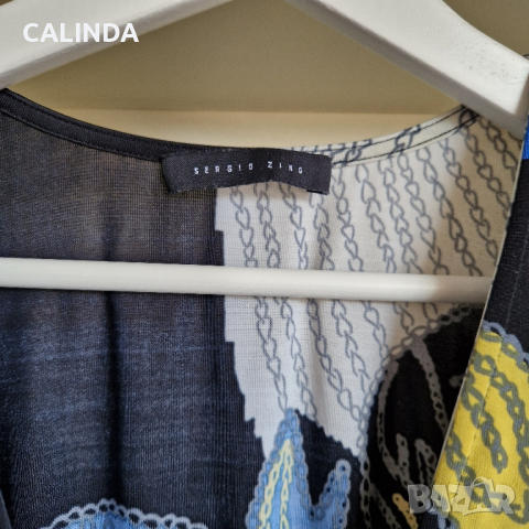 Sergio Zino маркова рокля синьо и жълто , снимка 5 - Рокли - 44877184