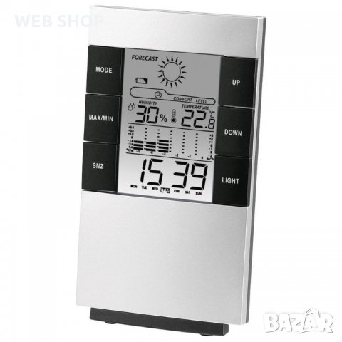 Настолен часовник HAMA , термометър, влагомер, календар, вътрешно ползване, 0°C до 50°C, снимка 3 - Други - 32980940