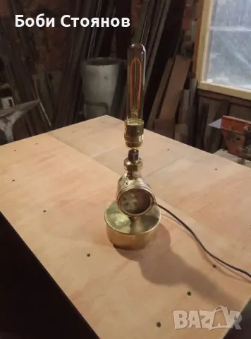 Месингова лампа в стил steampunk , снимка 4 - Настолни лампи - 48104906
