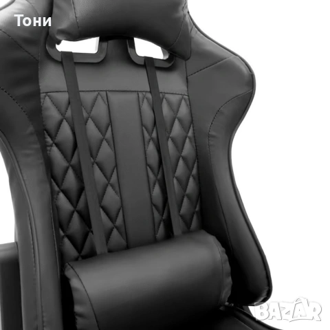 Геймърски стол с прибираща се подложка за крака и функция за масаж - черен, снимка 8 - Столове - 53239992