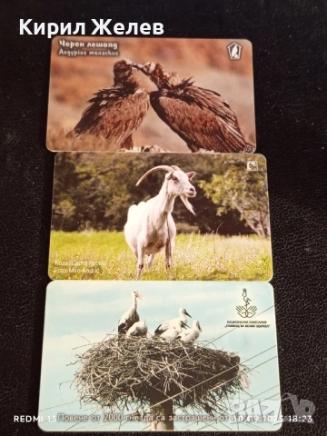 Три фонокарти тема ЖИВОТНИ ЧЕРЕН ЛЕШОЯД, ЩЪРКЕЛИ,КОЗИ за КОЛЕКЦИЯ 21890