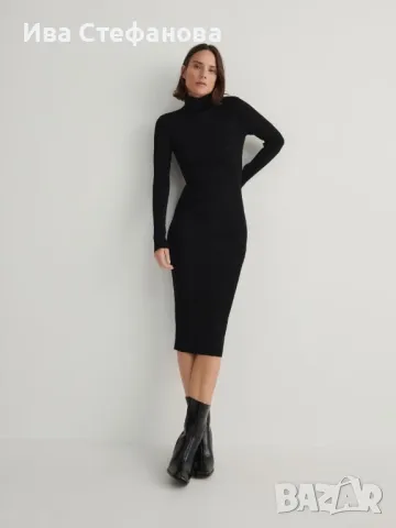 Черна класическа нова елегантна ежедневна еластична рокля рипс рипсена, снимка 8 - Рокли - 43379453