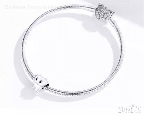 Талисман сребърен за гривна Пандора зъбче THE TOOTH модел 020, снимка 7 - Гривни - 34630505