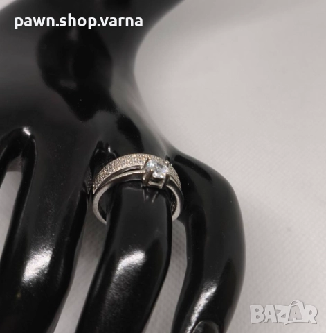 Сребърен пръстен с фианити – проба 925, нов, размер 17, снимка 5 - Пръстени - 50547564