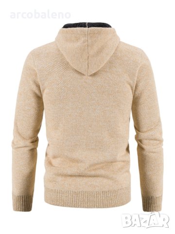 Ежедневно мъжко плетено яке с качулка и цип, 5цвята, снимка 9 - Якета - 43563868