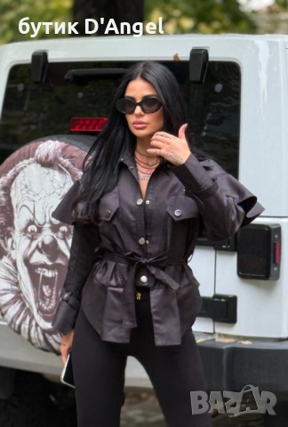 AVIN Тренч в черно с екстравагантна кройка, снимка 3 - Якета - 52090715