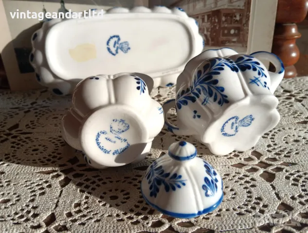 Порцелан, сет Делфт, Delft, Нидерландия, Холандия, отличен, снимка 5 - Антикварни и старинни предмети - 47398315