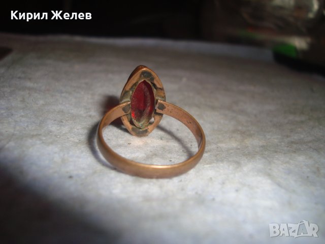 СТАРИНЕН МЕДЕН ПРЪСТЕН със СКЪПОЦЕНЕН КАМЪК ЮВЕЛИРНО РЪЧНО ФАСЕТИРАН ГОЛЯМ НЕТУРАЛЕН ГРАНАТ 27815, снимка 6 - Антикварни и старинни предмети - 36772100