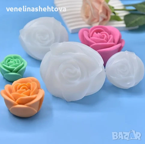 3D 3 размера рози Силиконов молд форм за свещи гипс сапун смола фондан за декорация на торта , снимка 6 - Форми - 50644110
